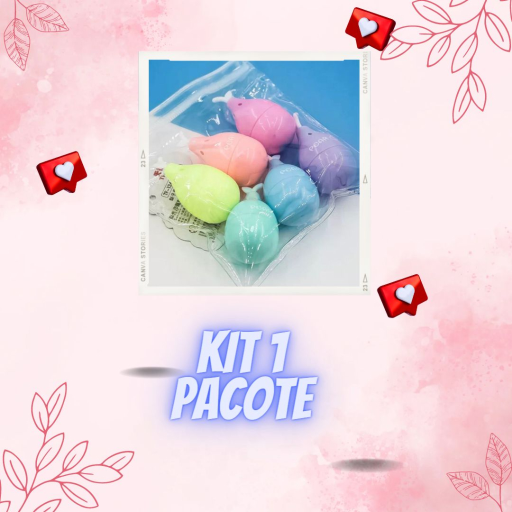 KIT 3 Pacote Marca Texto Modelo Pera 6 cores Novidade Papelaria ...