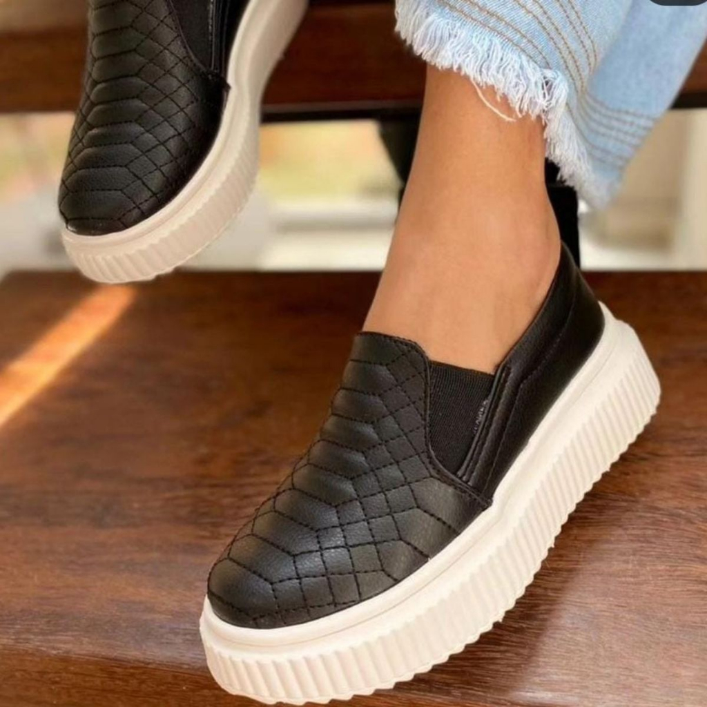 Tenis Slip-On Feminino STZ Sapato Casual Lançamento Promoção Moda ...