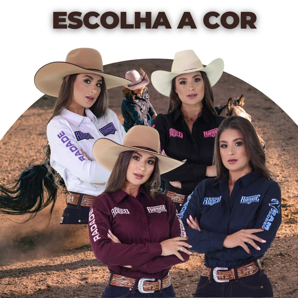 Camisa Radade Feminina Rodeo Ram Preta Azul Bordô Branca Bordada 100% ...