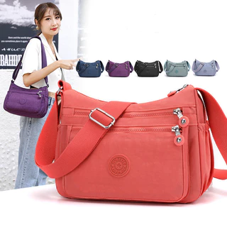 Bolsa De Mensageiro Ombro Feminina Causal Nylon Multicamadas