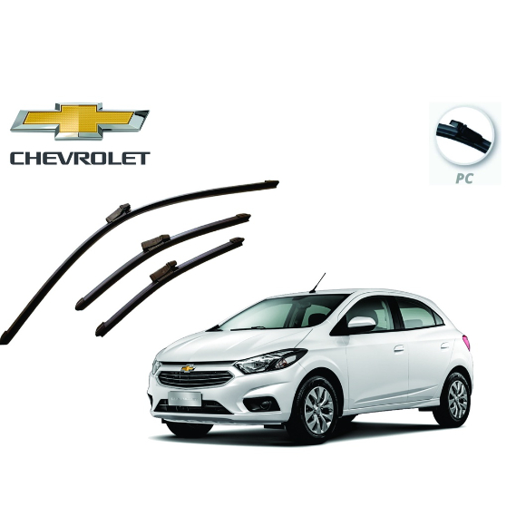 Kit 3 Palhetas Limpador De Parabrisa Dianteiro + traseiro Gm Chevrolet Onix 2012 2013 2014 2015 2016 2017 2018