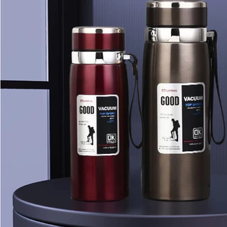 Garrafa 800ml/1000ml Inox Térmica Com Infusor Prata Dourada De Água Café Parede Dupla Com Alça