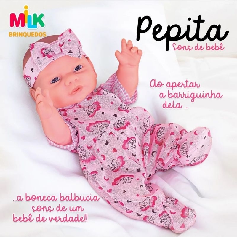 Boneca Pepita Milk Sons de Bebê