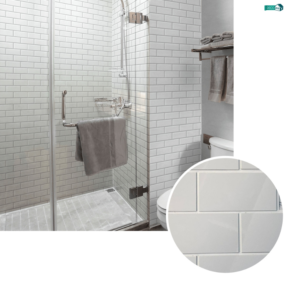 Pastilha Adesiva Cozinha Banheiro Subway Tijolinho Branco Auto Adesivo Decoração 23,5 x 24cm Poliestireno