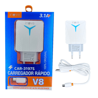 10pcs Carregador Celular Inova 3.1 Android V8 2 Usb