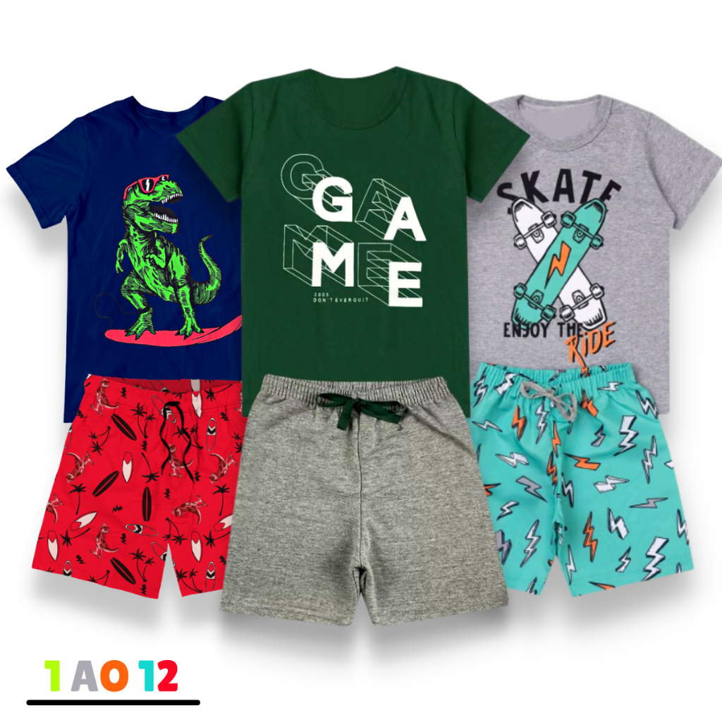 Kit 8 Peças de Roupas Infantis Masculina do Tamanho 1 ao 12 anos - 4 ...