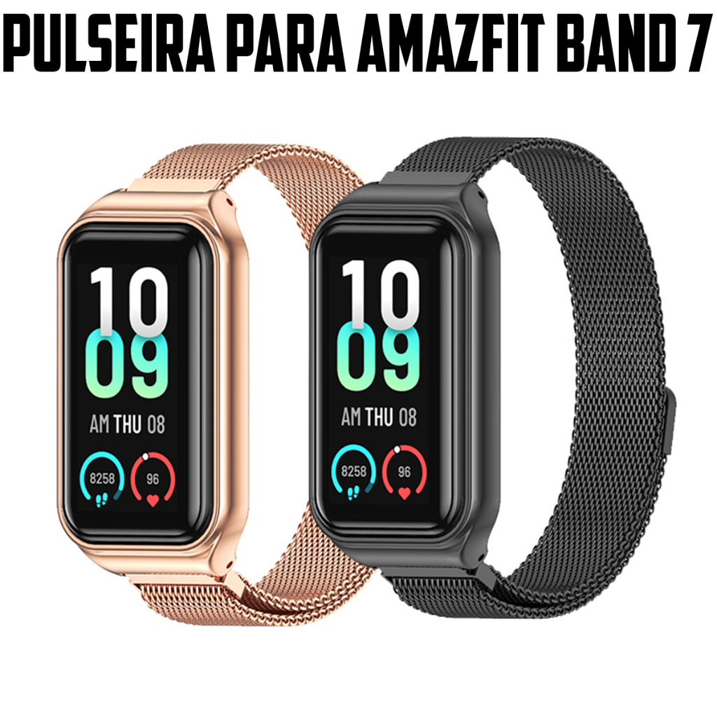 Pulseira para Amazfit Band 7 milanesa de metal em aço inoxidável