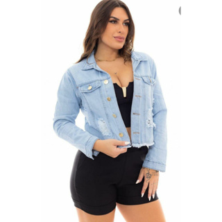 Jaqueta Jeans Curta em Oferta