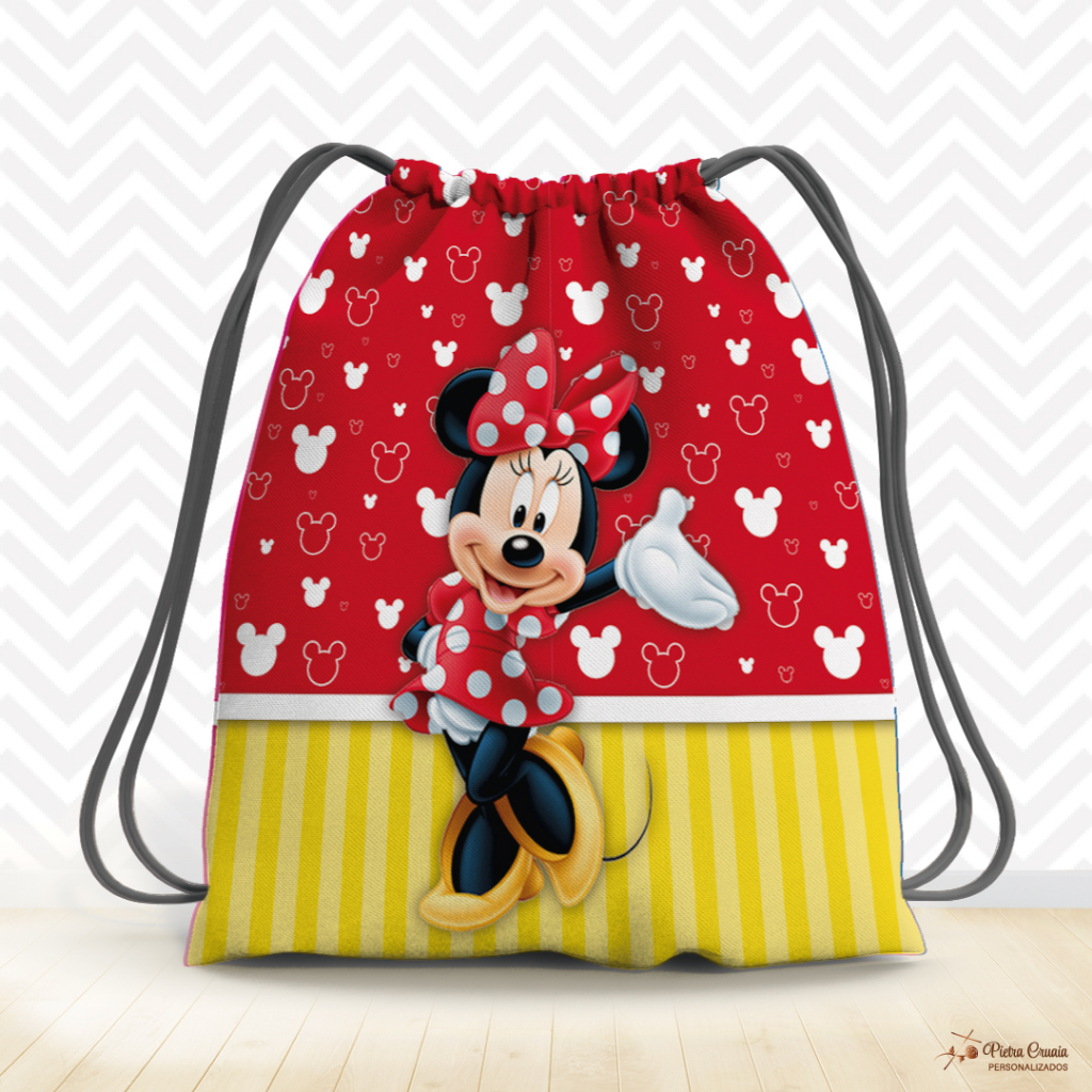 Kit com 5 10 ou 15 unid. iguais Mochila saco surpresa Minnie Minnie Rosa Mickey azul TAM. 19x28cm MEDIO Shopee Brasil