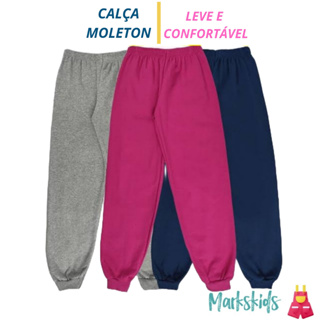 Calça Moletom Flanelada com Punho Infantil Feminina 1 ao 16
