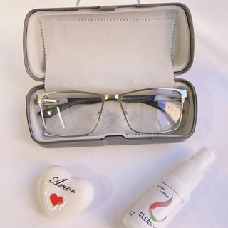 kit 4 PEÇAS Armação Masculino Metal 1 Armação+ 1 ESTOJO+1 FLANELA+ 1 spray para limpar lente de óculos (cor de estojo e flanela ALEATÓRIA) 99104