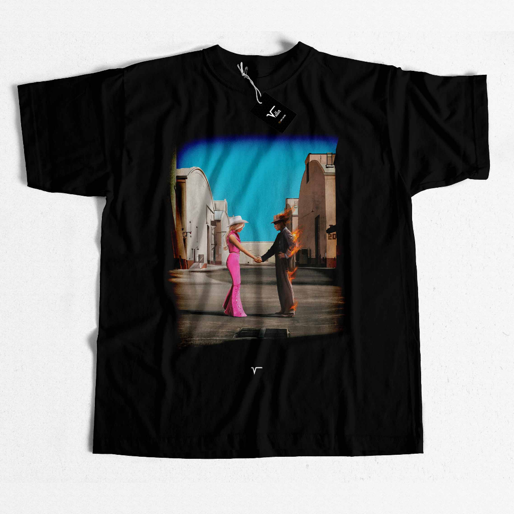 Camiseta Barbenheimer Wish You Were Here Pink Floyd capa 2023 Barbie Oppenheimer Christopher Nolan Greta Gerwig Cillian Murphy Margot Robbie BTS Fire Bultaoreune