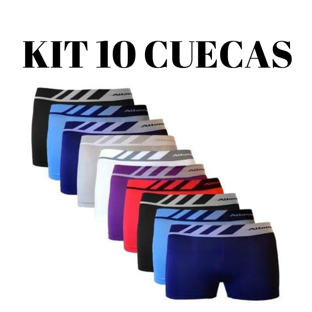 Kit 10 Cuecas Boxer Masculina Box Cueca