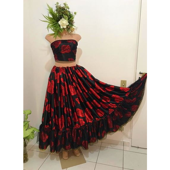 Saia para Pomba Gira Cigana com Rosas Vermelhas Shopee Brasil