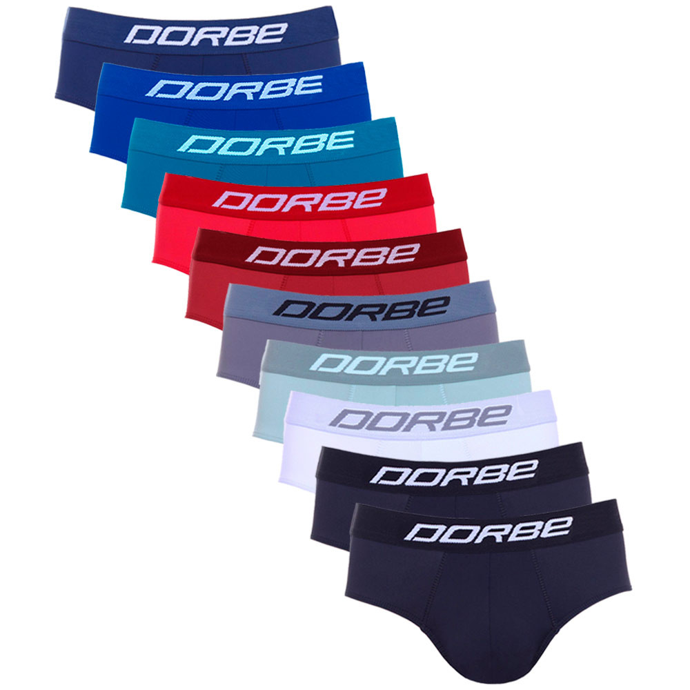 Kit 10 Cuecas Slip Microfibra Dorbe Original Masculina Classica Cueca Tradicional Clássica Cavada Masculina Lisa Macia Confortável Poliéster