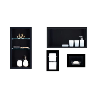 Nicho Em Porcelanato Polido Para Banheiro - kit com 4 peças (Preto Absoluto)