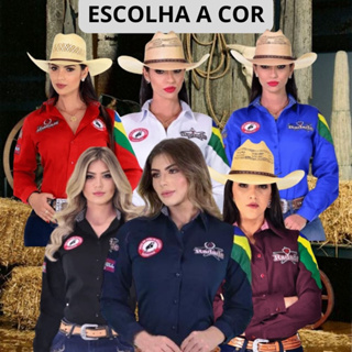 Camisa Radade Original Country Feminina Peão de Boiadeiros Barretos HC 100% Algodã Ideal para Cowgirl Usar em Rodeio Provas
