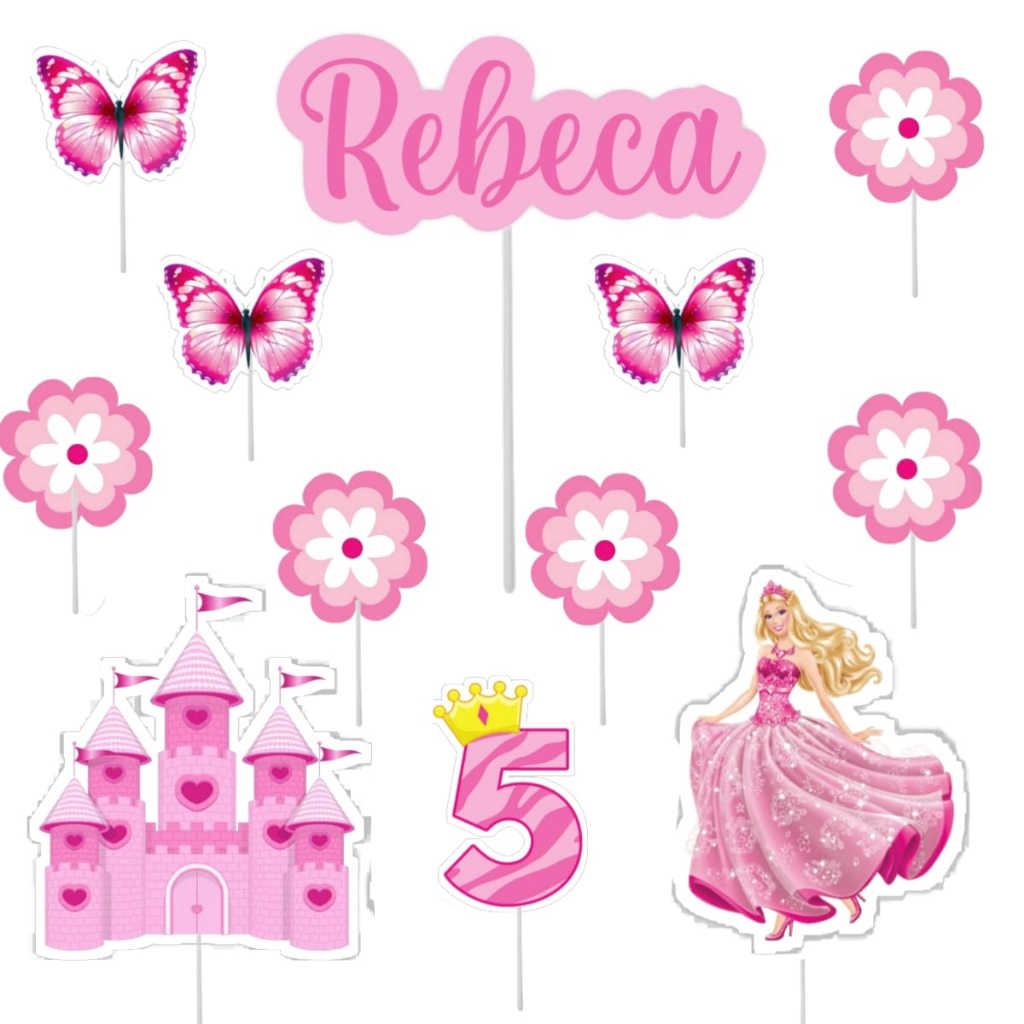 Topo Topper Decoração De Bolo Enfeite Boneca Princesa