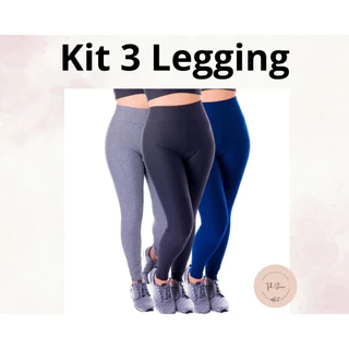 Kit 3 Calças Leg Legging Suplex Fitness Para Academia Promoção