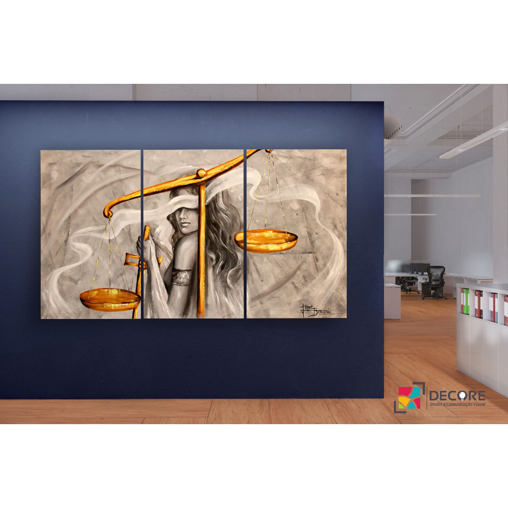 quadro decorativo moderno advocacia deusa da justiça profissão decoração escritório sala hall