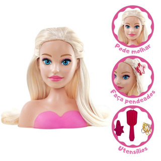 Boneca Barbie Busto P/pentear + Kit Salão De Beleza -c/vídeo