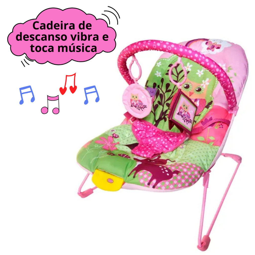 Cadeirinha Infantil De Bebê Vibra E Toca Musica Cadeira Descanso 11kg ...