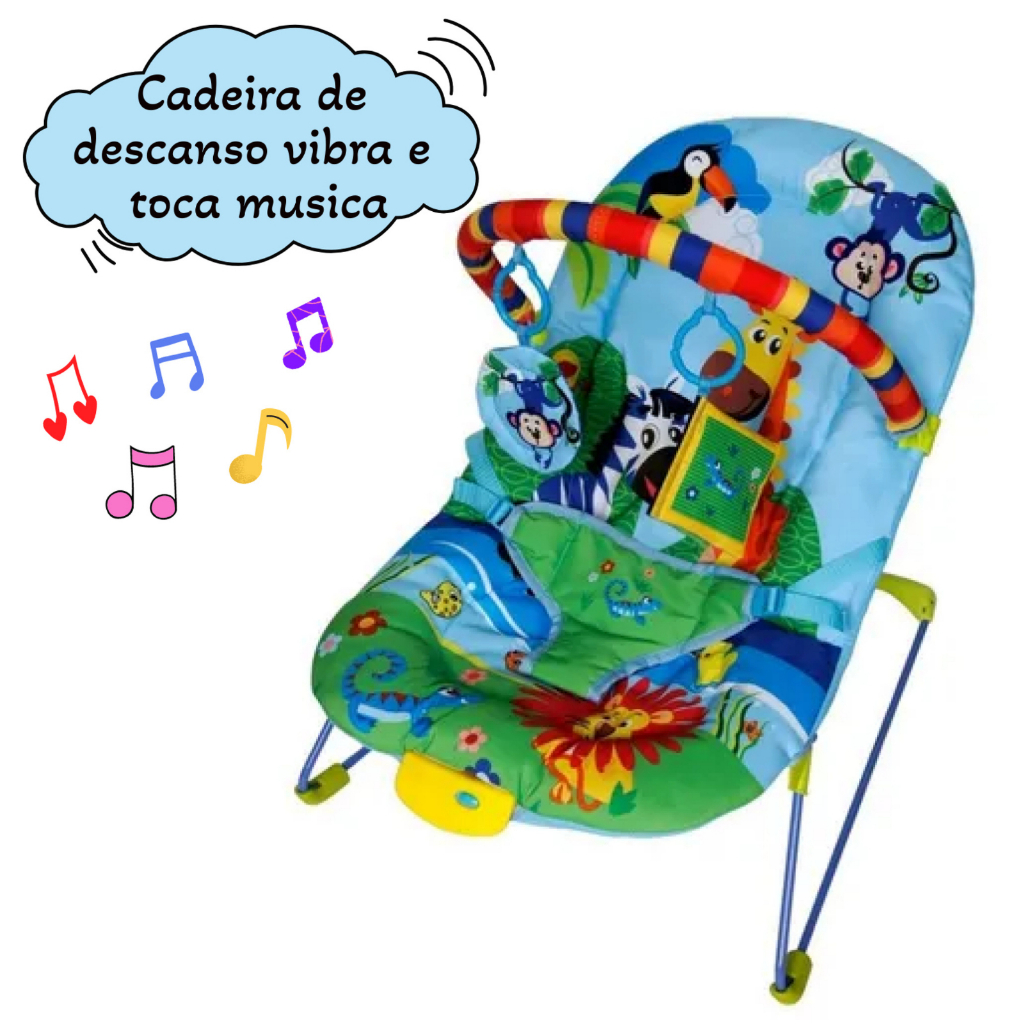 Cadeirinha Infantil De Bebê Vibra E Toca Musica Cadeira Descanso 11 kg ...