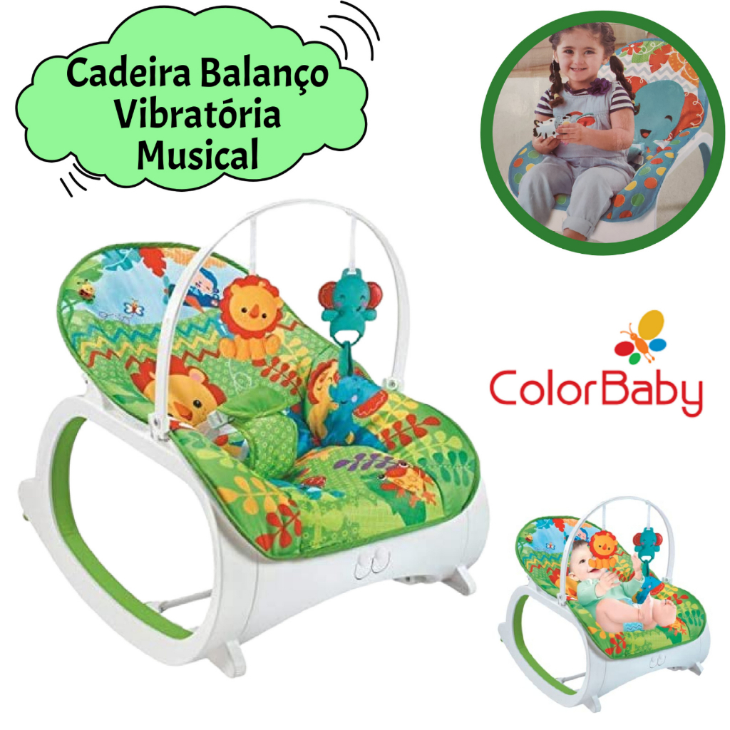 Cadeirinha De Descanso 2 Em 1 Bebê Cadeira Balanço Vibra Toca 20kg ...