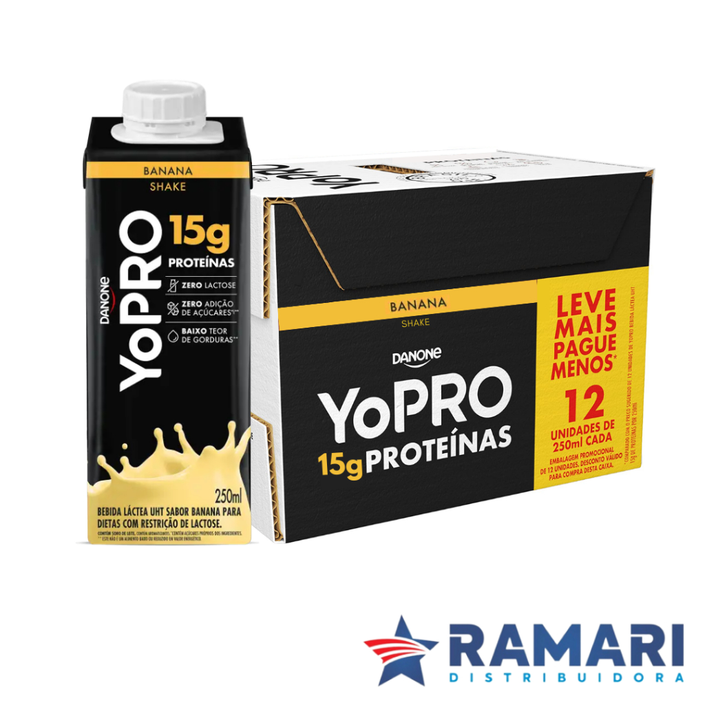 Kit 12 Unidades YoPRO Bebida Láctea Banana 15g de Proteínas 250ml