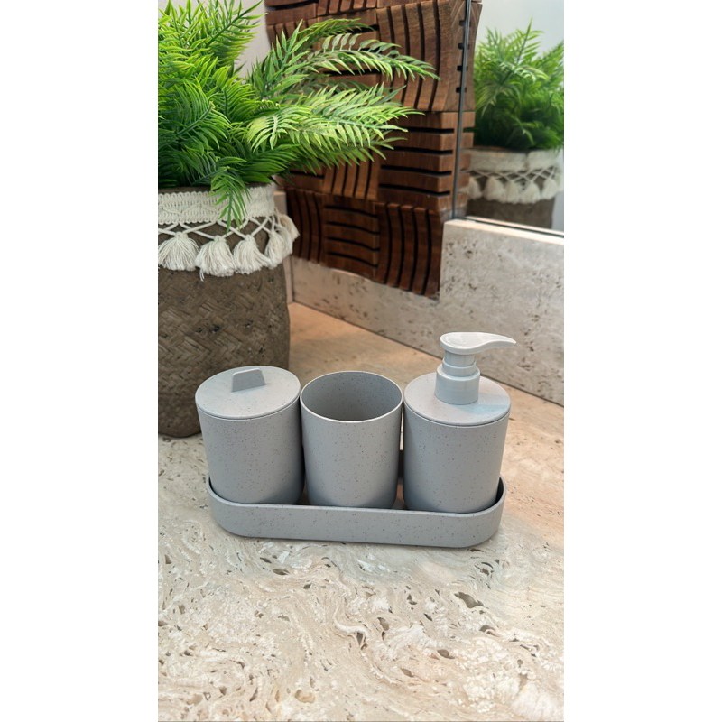 Kit banheiro 4 peças bambu ecológico Lyor