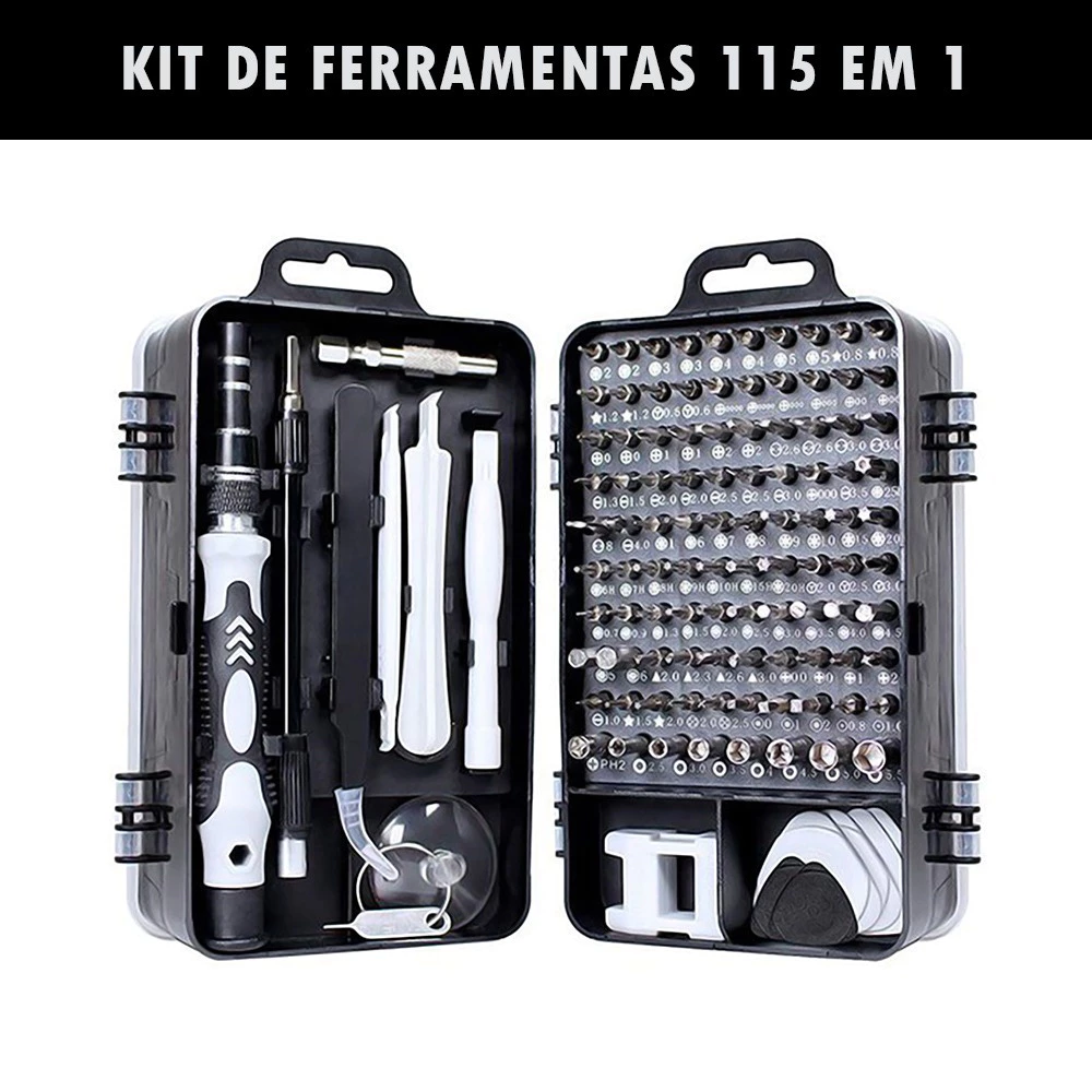 Kit jogo de chaves de precisão 117 em 1 ferramentas para manutenção de smartphones completo