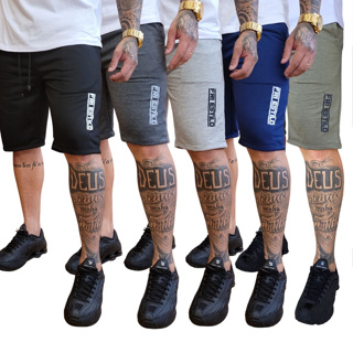 Kit 5 Bermudas Masculinas de Moletom Moletinho Amarração Esportes Treino Academia