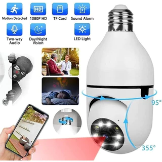 Câmera segurança wifi ip sem fio 360 com encaixe lâmpada bocal aplicativo Yoosee PTZ Full HD