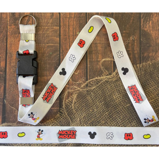 Chaveiro Mickey Mouse Cordão Branco Com Engate Rápido