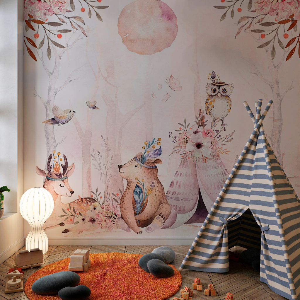 Papel de Parede Infantil para Quarto 14 Modelos Bosque Encantado