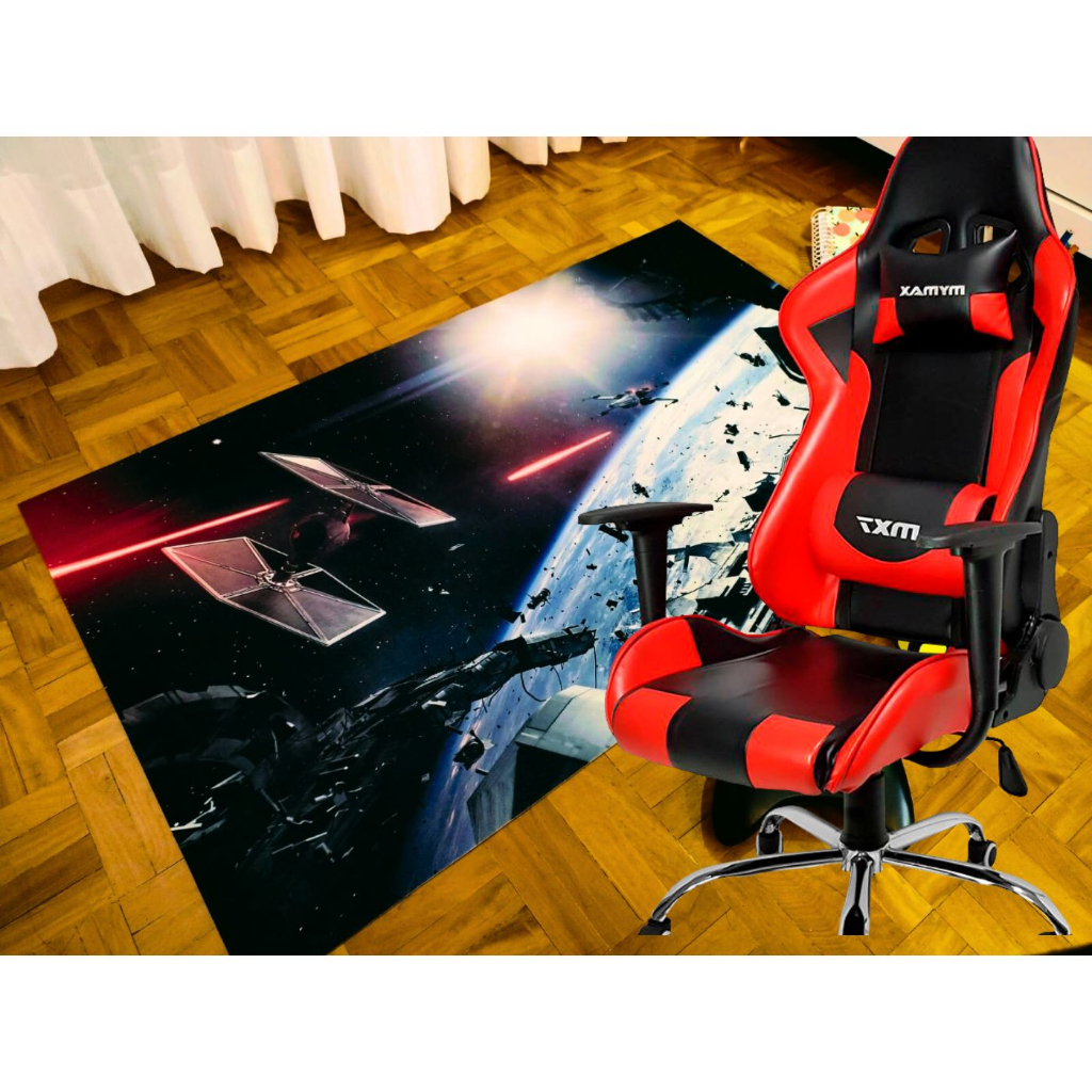 TAPETE GAMER - PROTETOR DE PISO - Tema NAVES STAR WARS - 90x65 antiderrapante