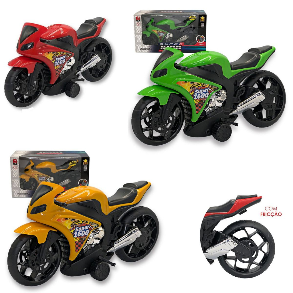 Super Moto Esportiva 1600 Com Fricção Nas Rodas Brinquedo