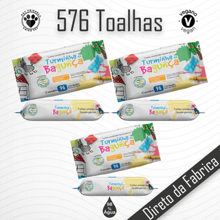 06 Toalhas Umedecidas Hipoalergenicas - 96 Folhas - Turminha Da Bagunça - Testado Dermatologicamente