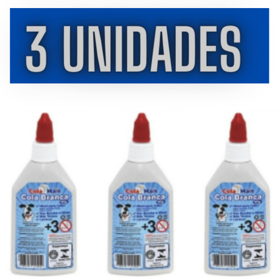 Kit 3 Cola Branca Escolar-Cola Mais 90g | Shopee Brasil