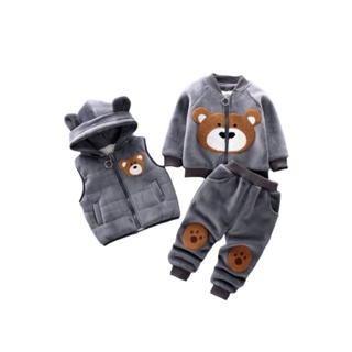 Conjunto De Frio 3 Peças Infantil Inverno Menino Moletom Masculino Alta Qualidade