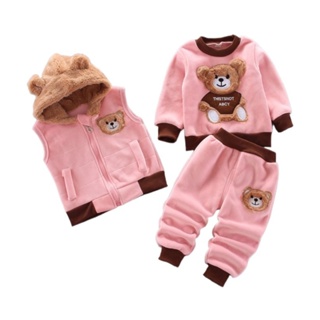 Conjunto 3 Peças Infantil Inverno Moletom Com Capuz Alta Qualidade.