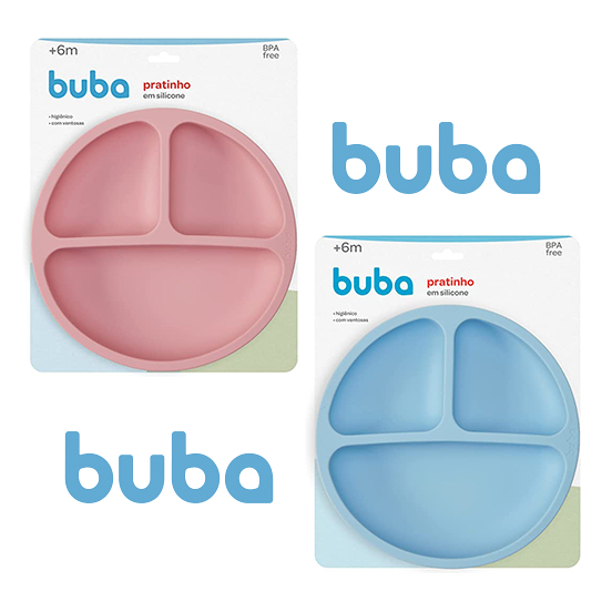Prato Em silicone Ventosa com Divisória do Bebê Buba | Shopee Brasil