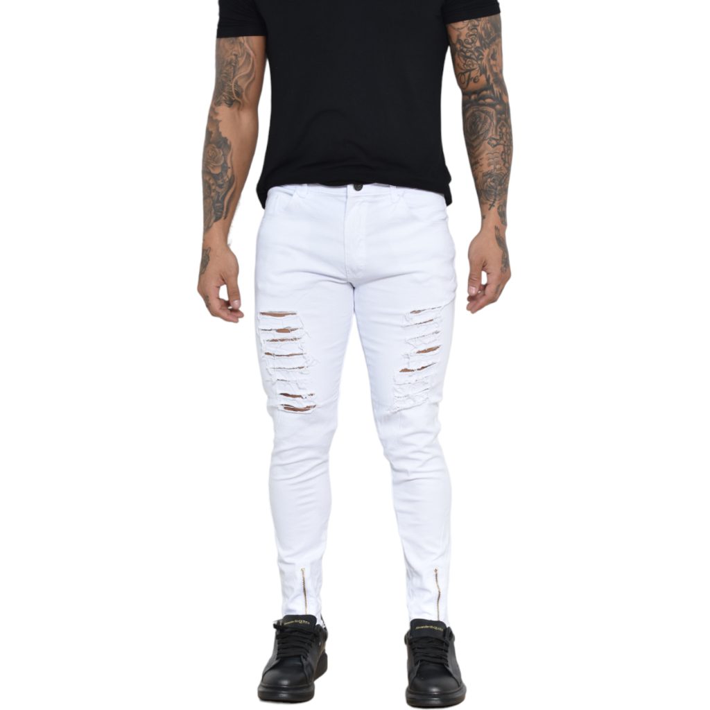 Calça Jeans Masculina CalÃ§a Zipper Na Barra Calça Masculina Jeans