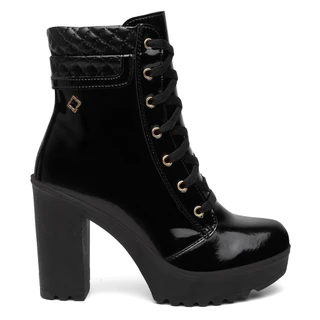 Coturno Bota Feminina Salto Alto Cano Medio Confortavel Moda