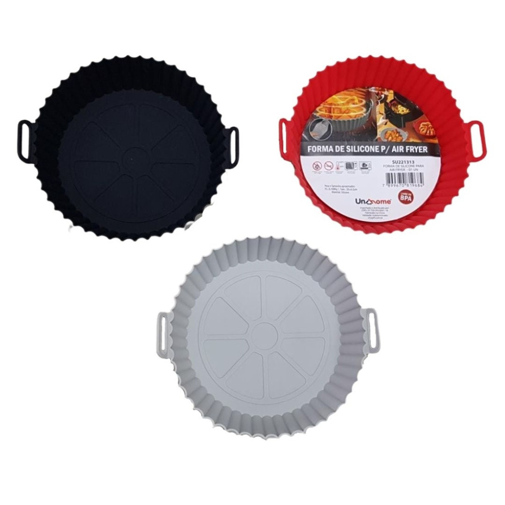 Forro Pra Fritadeira Forma Silicone Antiaderente Frituras Air Fryer Micro-ondas Com Alça