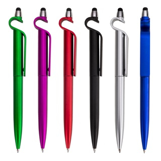 Kit 50 Unidades Caneta Plástica Touch com Suporte