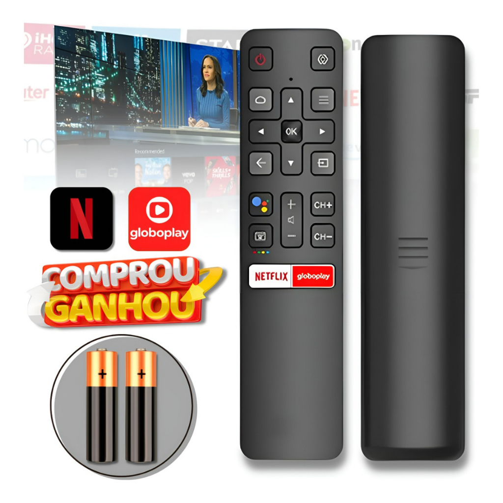 Controle Remoto Para Tcl Tv Smart Netflix Globoplay Com Pilhas