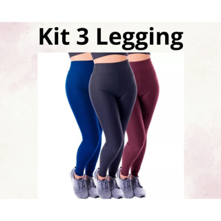 Kit 03 calças Leg Legging Caminhada Suplex Academia (Frete grátis) -  Belmento