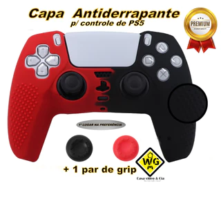 Capa Protetora De Controle Ps5 Silicone Antiderrapante Forte + Par Grips protetor do analógico