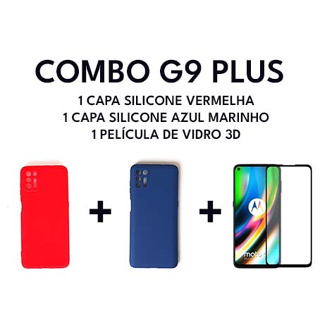 Kit combo para g9 plus com duas capas silicone e uma pelicula de vidro temperado 3d 5d 9d